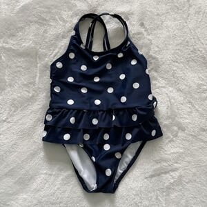 Carters Polka Dot Swimsuit Size 4T Navy White Ruffles